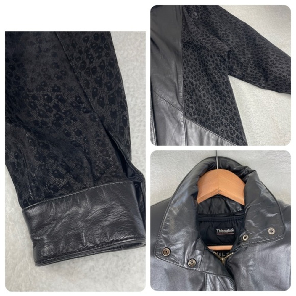 VTG Wilson's Leather Coat SZ XS Thinsulate Trench‎ Full Zip 80s 90s Animal Biker - Picture 6 of 17